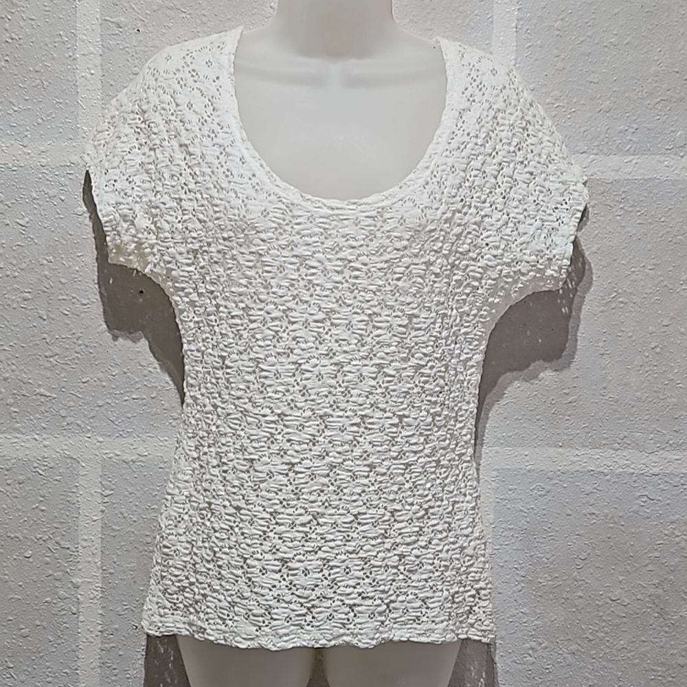 Deb White Floral Eyelet Cut Top